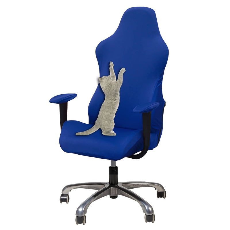 WOMACO Gaming Chair Slipcover Stretch Seat Chair Cover for Leather Computer Reclining Racing Ruffled Gamer Chair Protector (Blue, One-Size) - Image 1